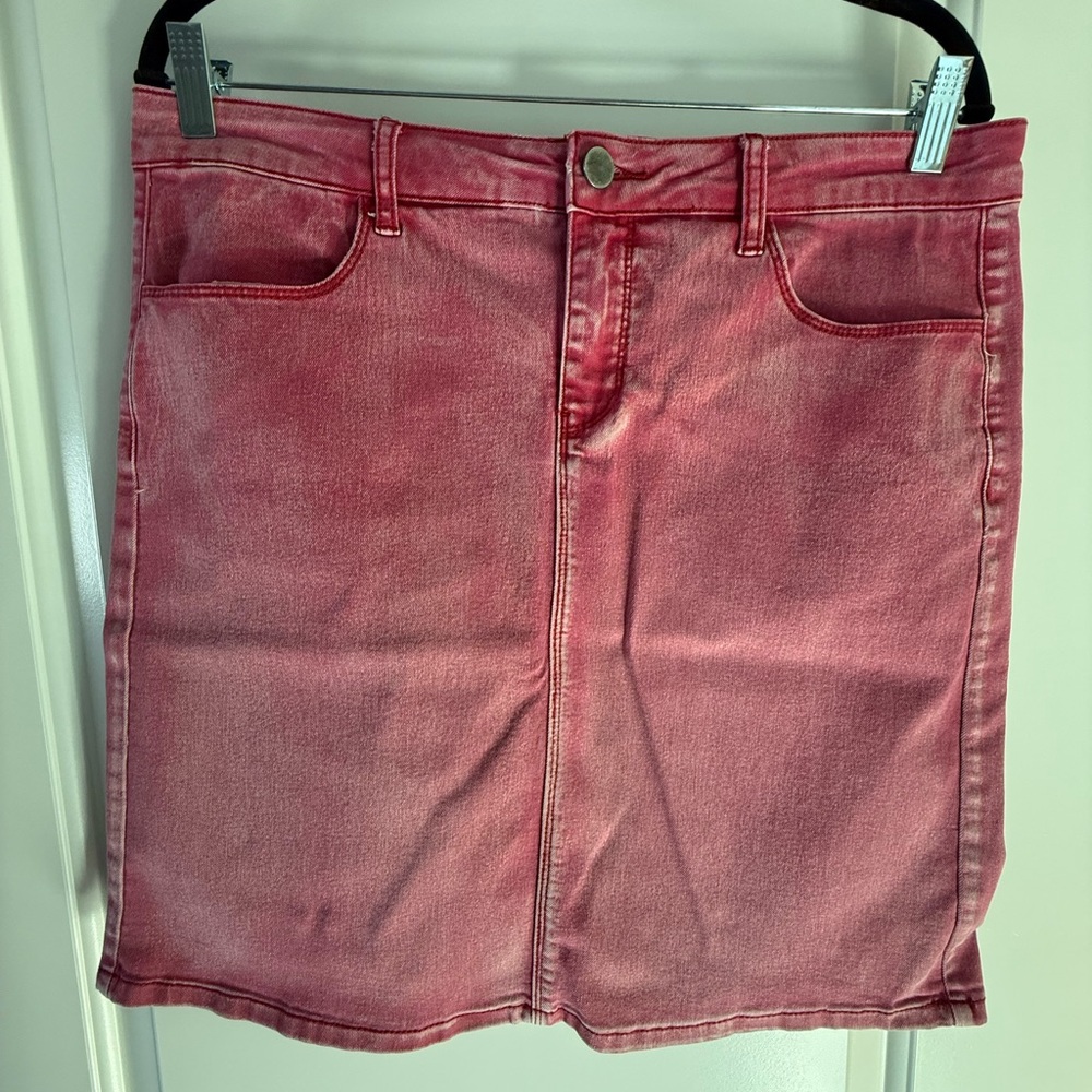 Sahalie Tru Luxe Denim Skirt, Crimson, Size 12